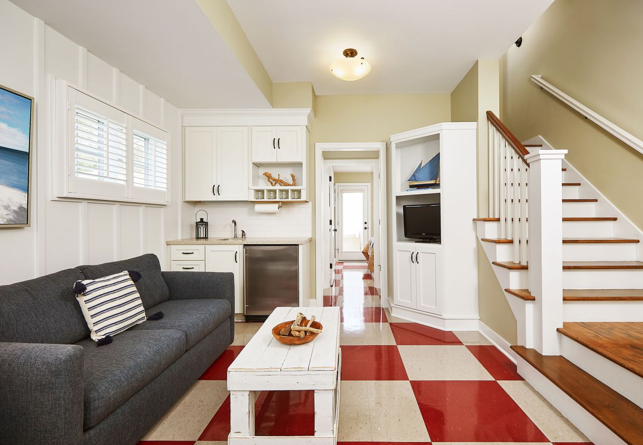 Comfortable living room space with seating 