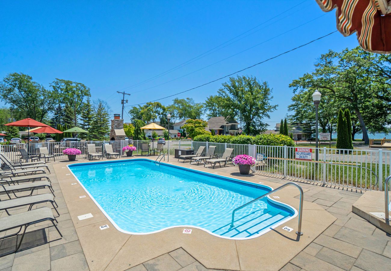 Swimming pool and lounge chairs